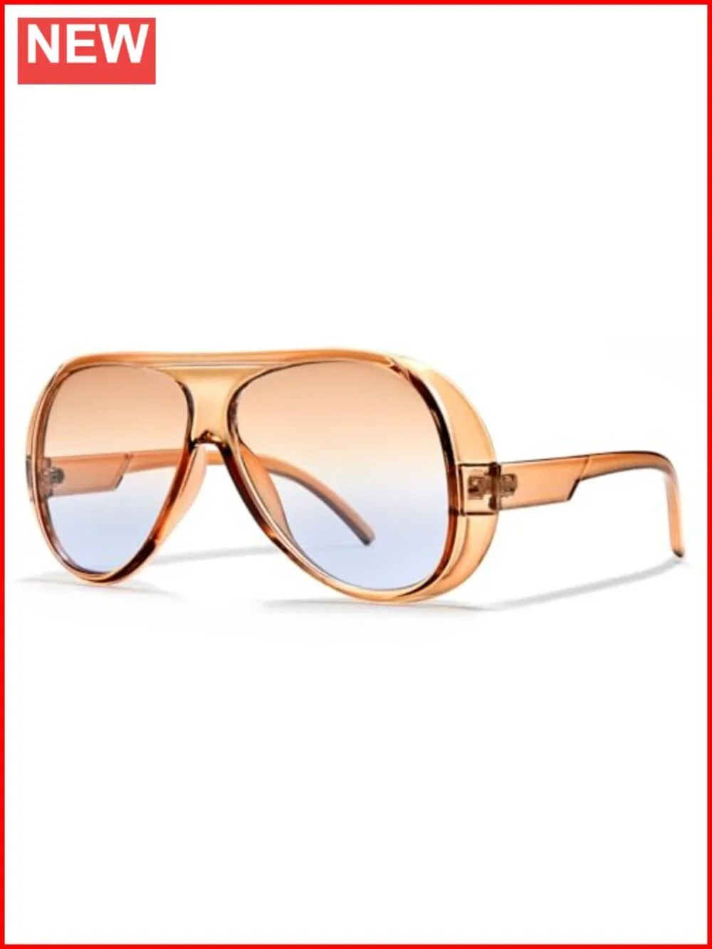 Oversized Aviator Sunglasses UV400 HD Protection Lightweight Plastic Frame